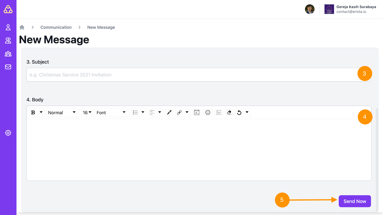 Erista bagaimana mengirimkan pesan melalui Email