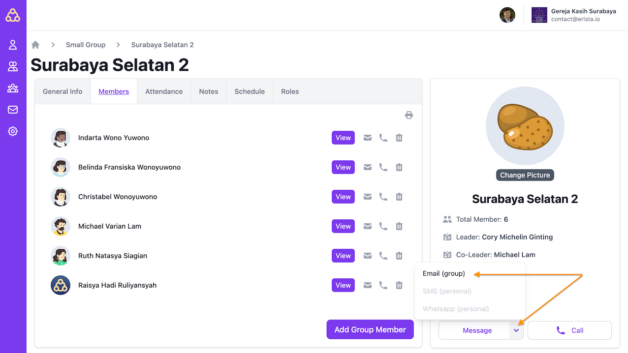 Erista bagaimana mengirimkan email kepada seluruh anggota kelompok